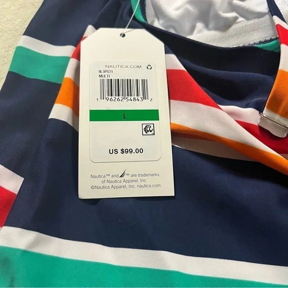 Nautica Striped Tankini Top, Size Large - Picture 8 of 9